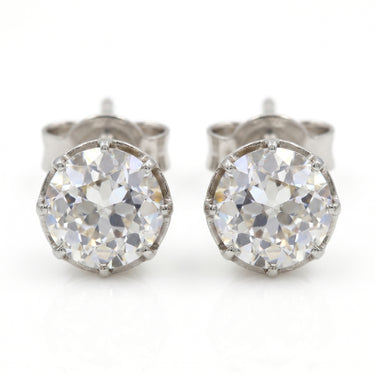 Vintage Old Mine Cut Diamond Stud Earrings