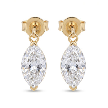 Marquise Diamond Drop Stud Earrings