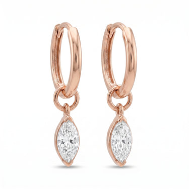 Marquise Diamond Drop Huggie Earrings