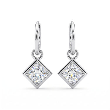 Princess Cut Diamond Drop Huggie Earrings