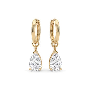 Pear Cut Diamond Drop Huggie Earrings