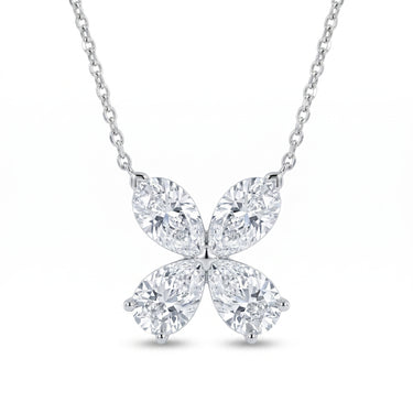 Marquise and Pear Cut Diamond Butterfly Pendant Necklace