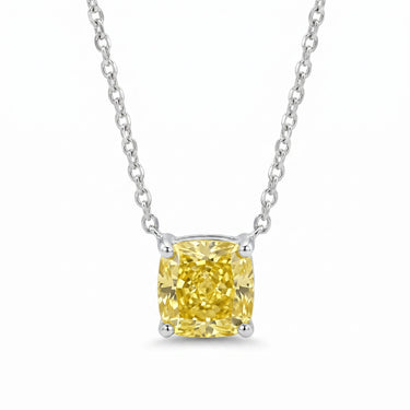 Fancy Yellow Cushion Diamond Necklace