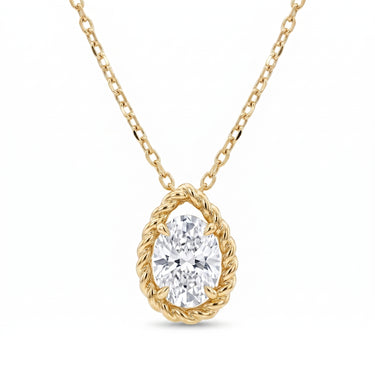 Twisted Rope Oval Diamond Necklace