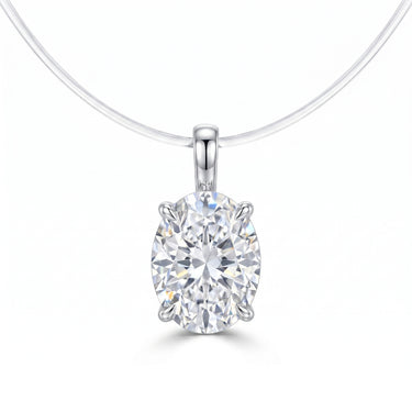 Mermaid Tear Floating Oval Diamond Necklace