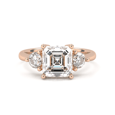 Amelie Three Stone Asscher Cut Diamond Ring - Beyon Diamond