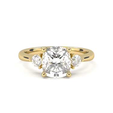 Amelie Three Stone Cushion Cut Diamond Ring - Beyon Diamond