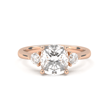 Amelie Three Stone Cushion Cut Diamond Ring - Beyon Diamond