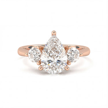 Amelie Three Stone Pear Cut Diamond Ring - Beyon Diamond