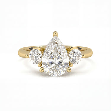 Amelie Three Stone Pear Cut Diamond Ring - Beyon Diamond
