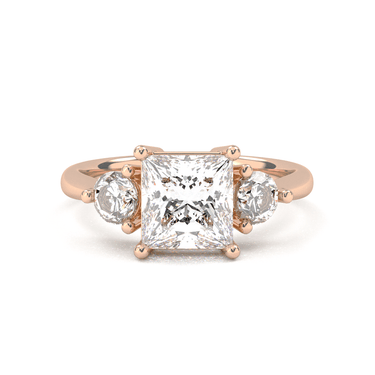 Amelie Three Stone Princess Cut Diamond Ring - Beyon Diamond