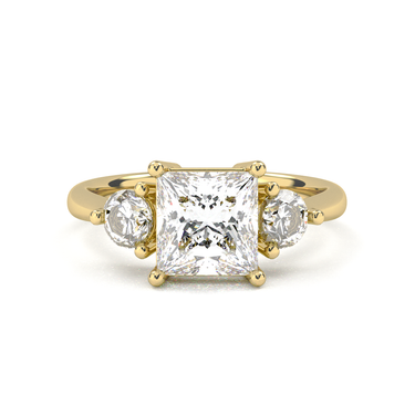 Amelie Three Stone Princess Cut Diamond Ring - Beyon Diamond