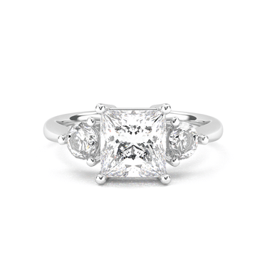 Amelie Three Stone Princess Cut Diamond Ring - Beyon Diamond
