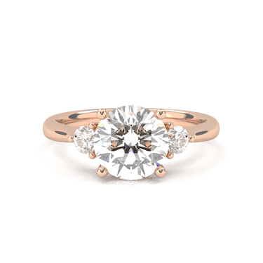 Amelie Three Stone Round Cut Diamond Ring - Beyon Diamond