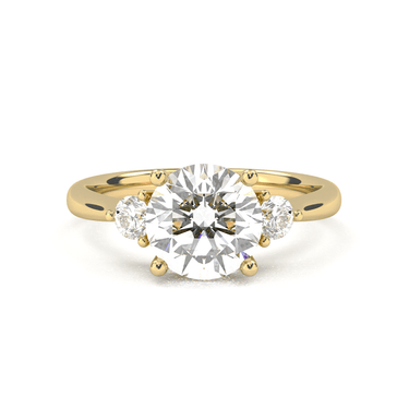 Amelie Three Stone Round Cut Diamond Ring - Beyon Diamond