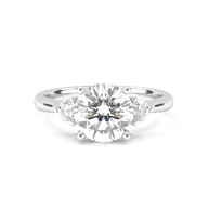 Amelie Three Stone Round Cut Diamond Ring - Beyon Diamond