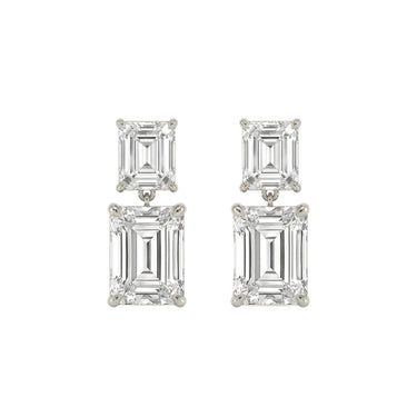 Asscher and Emerald Cut Diamond Drop Stud Earrings - Beyon Diamond