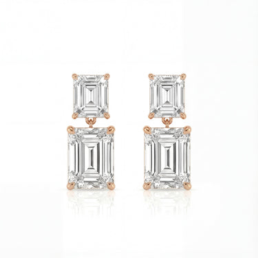 Asscher and Emerald Cut Diamond Drop Stud Earrings - Beyon Diamond