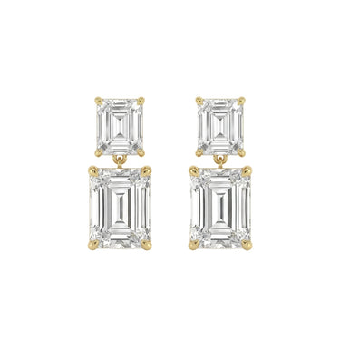 Asscher and Emerald Cut Diamond Drop Stud Earrings - Beyon Diamond