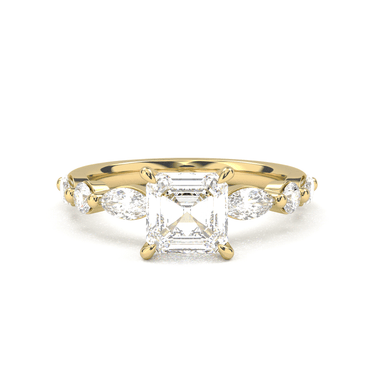 Asscher Cut with Marquise Side Stone Diamond Ring - Beyon Diamond