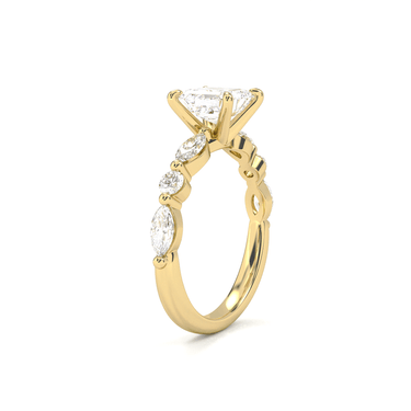 Asscher Cut with Marquise Side Stone Diamond Ring - Beyon Diamond