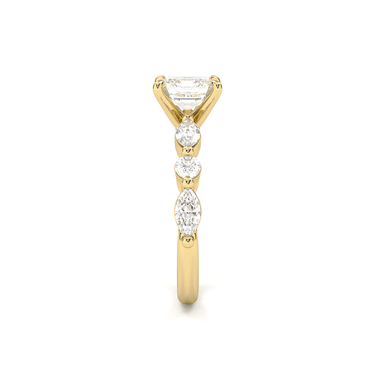 Asscher Cut with Marquise Side Stone Diamond Ring - Beyon Diamond