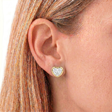 Solitaire Heart Diamond Earring in Bezel Setting
