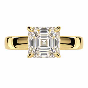 Asscher Cut Diamond Solitaire Engagement Ring With Wide Band