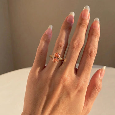 Oval Pink Diamond Ring with Brushed Bamboo Inspired Setting