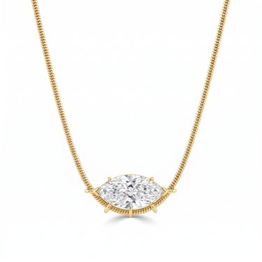 East West Marquise Diamond Bezel Necklace With Snake Chain