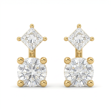 Round & Princess-Cut Diamond Hoop Earrings