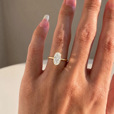 Moval Cut Diamond Bezel Engagement Ring