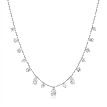 Pear & Round Diamond Fringe Floating Necklace