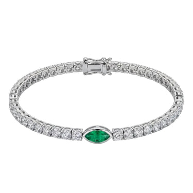 Marquise Cut Emerald And Diamond Tennis Bracelet