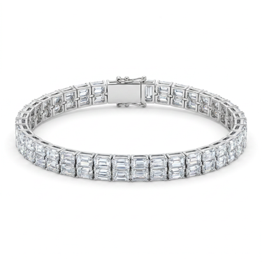 Double Row Emerald Cut Tennis Bracelet