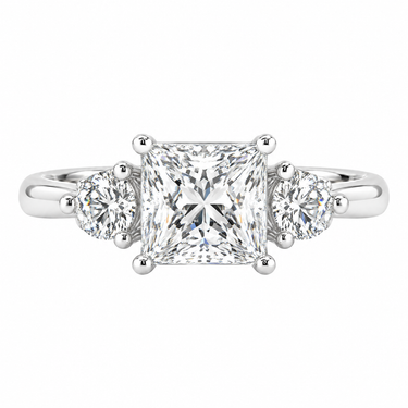 Amelie Three Stone Princess Cut Diamond Ring