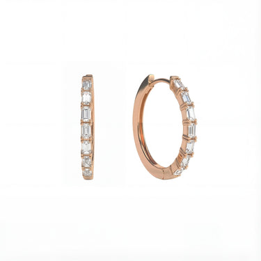 Baguette Cut Diamond Hoop Earrings 1 CTW - Beyon Diamond