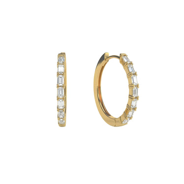 Baguette Cut Diamond Hoop Earrings 1 CTW - Beyon Diamond