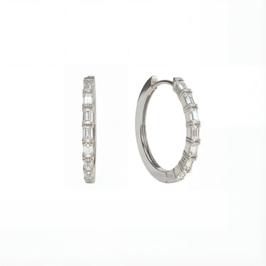 Baguette Cut Diamond Hoop Earrings 1 CTW - Beyon Diamond