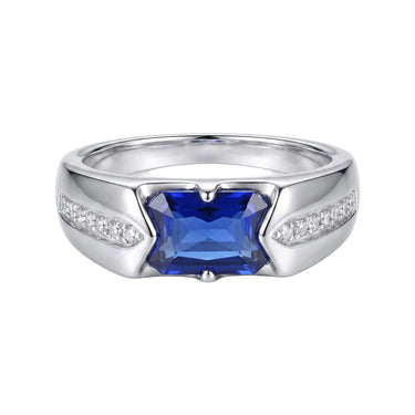 East West Cushion Cut Lab Grown Sapphire Diamond Engagement Ring