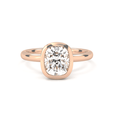 Bezel Cushion Cut Diamond Ring - Beyon Diamond