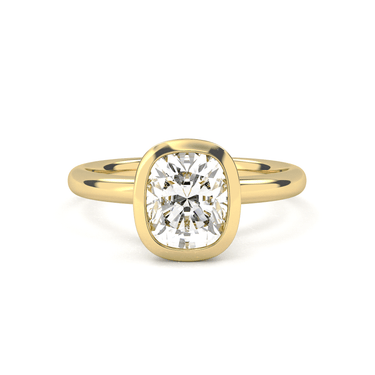 Bezel Cushion Cut Diamond Ring - Beyon Diamond