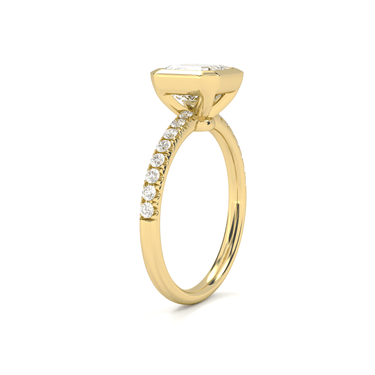 Bezel Pavé Asscher Cut Diamond Ring - Beyon Diamond