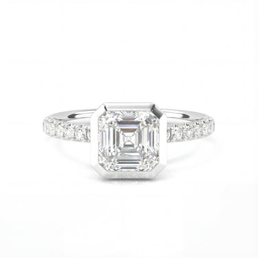 Bezel Pavé Asscher Cut Diamond Ring - Beyon Diamond