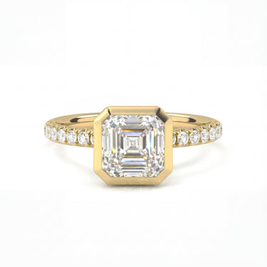 Bezel Pavé Asscher Cut Diamond Ring - Beyon Diamond