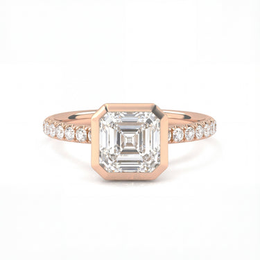 Bezel Pavé Asscher Cut Diamond Ring - Beyon Diamond