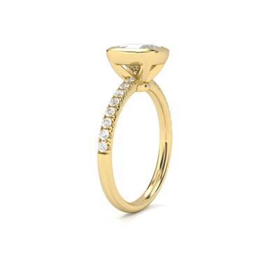 Bezel Pavé Cushion Cut Diamond Ring - Beyon Diamond