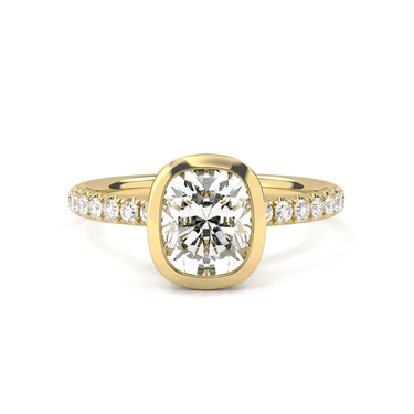 Bezel Pavé Cushion Cut Diamond Ring - Beyon Diamond