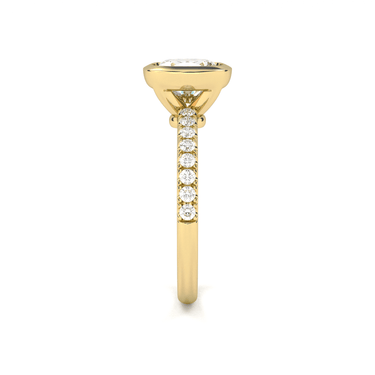 Bezel Pavé Cushion Cut Diamond Ring - Beyon Diamond