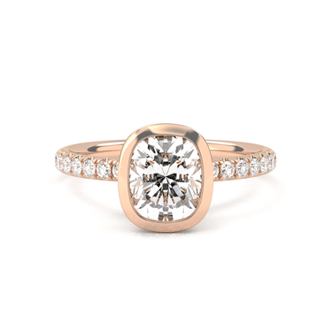 Bezel Pavé Cushion Cut Diamond Ring - Beyon Diamond